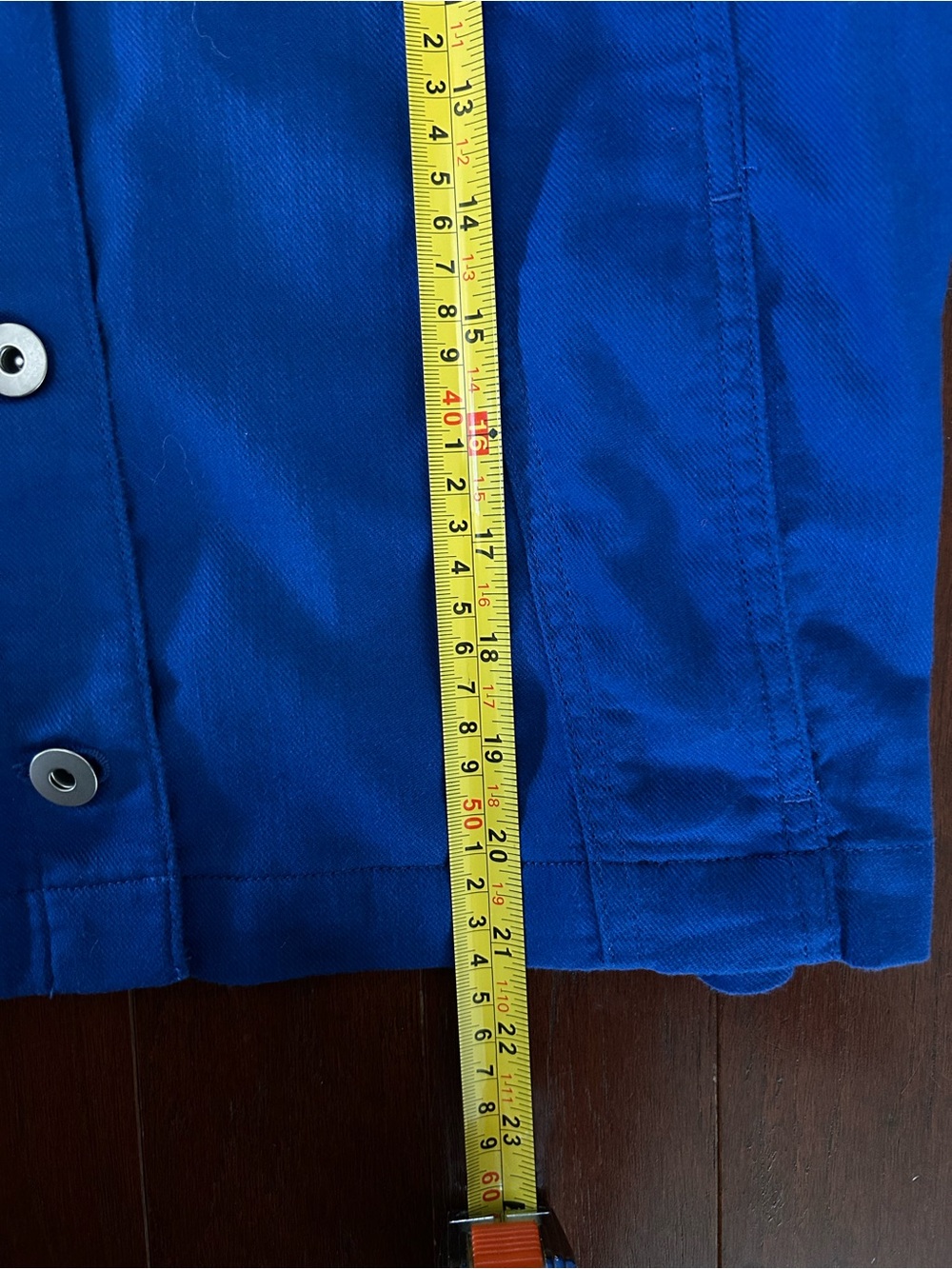 $129 J. Jill Cotton & Linen Seamed Denim Jacket Vibrant Blue Sz large excellent - Picture 8 of 12